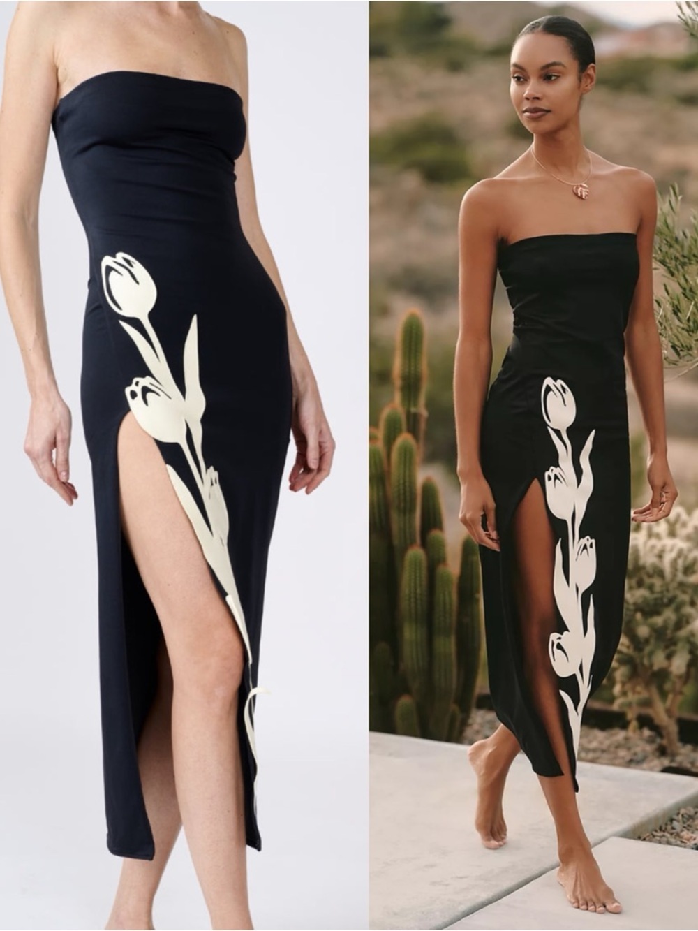 Bahía María Tulip Strapless Midi Dress Black XS